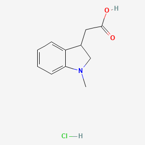 molecular formula C11H14ClNO2 B2540702 2-(1-甲基-2,3-二氢吲哚-3-基)乙酸;盐酸盐 CAS No. 58665-01-3
