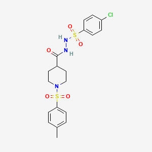 molecular formula C19H22ClN3O5S2 B2540703 4-chloro-N'-({1-[(4-methylphenyl)sulfonyl]-4-piperidinyl}carbonyl)benzenesulfonohydrazide CAS No. 478030-20-5