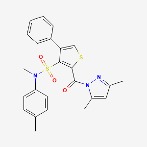 molecular formula C24H23N3O3S2 B2540705 2-[(3,5-二甲基-1H-吡唑-1-基)羰基]-N-甲基-N-(4-甲苯基)-4-苯基噻吩-3-磺酰胺 CAS No. 1019098-50-0