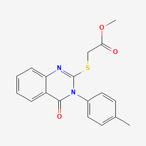 molecular formula C18H16N2O3S B2540706 Methyl 2-{[3-(4-methylphenyl)-4-oxo-3,4-dihydroquinazolin-2-yl]sulfanyl}acetate CAS No. 28831-25-6