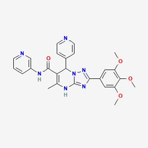 molecular formula C26H25N7O4 B2540709 5-甲基-N-(吡啶-3-基)-7-(吡啶-4-基)-2-(3,4,5-三甲氧基苯基)-4,7-二氢-[1,2,4]三唑并[1,5-a]嘧啶-6-甲酰胺 CAS No. 539799-54-7