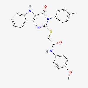molecular formula C26H22N4O3S B2540714 N-(4-methoxyphenyl)-2-((4-oxo-3-(p-tolyl)-4,5-dihydro-3H-pyrimido[5,4-b]indol-2-yl)thio)acetamide CAS No. 536704-53-7
