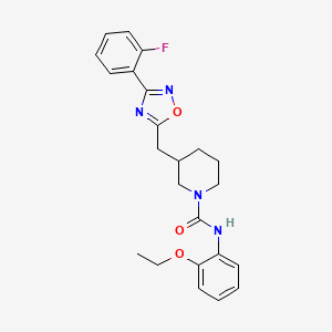 molecular formula C23H25FN4O3 B2540717 N-(2-ethoxyphenyl)-3-((3-(2-fluorophenyl)-1,2,4-oxadiazol-5-yl)methyl)piperidine-1-carboxamide CAS No. 1705213-09-7
