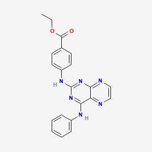 molecular formula C21H18N6O2 B2540718 Ethyl 4-{[4-(phenylamino)pteridin-2-yl]amino}benzoate CAS No. 946298-81-3