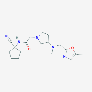 molecular formula C18H27N5O2 B2540725 N-(1-cyanocyclopentyl)-2-(3-{methyl[(5-methyl-1,3-oxazol-2-yl)methyl]amino}pyrrolidin-1-yl)acetamide CAS No. 1424557-10-7