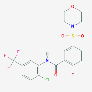 molecular formula C18H15ClF4N2O4S B2540729 N-(2-chloro-5-(trifluoromethyl)phenyl)-2-fluoro-5-(morpholinosulfonyl)benzamide CAS No. 451474-50-3
