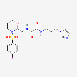 N1-(3-(1H-imidazol-1-yl)propyl)-N2-((3-((4-fluorophenyl)sulfonyl)-1,3-oxazinan-2-yl)methyl)oxalamide