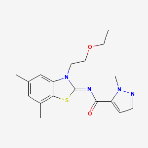 (E)-N-(3-(2-ethoxyethyl)-5,7-dimethylbenzo[d]thiazol-2(3H)-ylidene)-1-methyl-1H-pyrazole-5-carboxamide