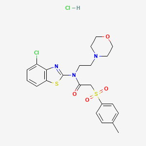 molecular formula C22H25Cl2N3O4S2 B2540746 N-(4-chlorobenzo[d]thiazol-2-yl)-N-(2-morpholinoethyl)-2-tosylacetamide hydrochloride CAS No. 1215774-49-4