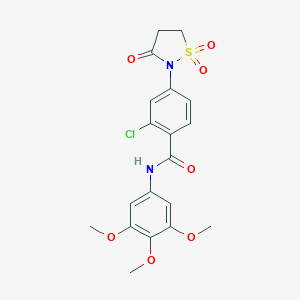 molecular formula C19H19ClN2O7S B254077 2-chloro-4-(1,1-dioxido-3-oxoisothiazolidin-2-yl)-N-(3,4,5-trimethoxyphenyl)benzamide 