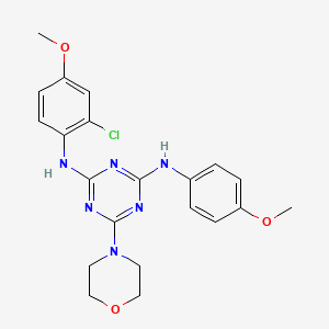 molecular formula C21H23ClN6O3 B2540785 N2-(2-chloro-4-methoxyphenyl)-N4-(4-methoxyphenyl)-6-morpholino-1,3,5-triazine-2,4-diamine CAS No. 1018062-26-4