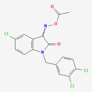 molecular formula C17H11Cl3N2O3 B2540788 1H-吲哚-2,3-二酮，5-氯-1-[(3,4-二氯苯基)甲基]-, 3-(O-乙酰基肟) CAS No. 303998-55-2