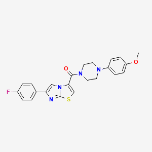 molecular formula C23H21FN4O2S B2540789 （6-(4-氟苯基）咪唑并[2,1-b]噻唑-3-基）（4-(4-甲氧基苯基）哌嗪-1-基）甲苯酮 CAS No. 1049364-47-7