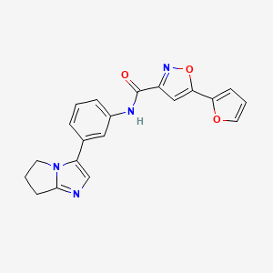 molecular formula C20H16N4O3 B2540796 N-(3-(6,7-dihydro-5H-pyrrolo[1,2-a]imidazol-3-yl)phenyl)-5-(furan-2-yl)isoxazole-3-carboxamide CAS No. 1428351-70-5