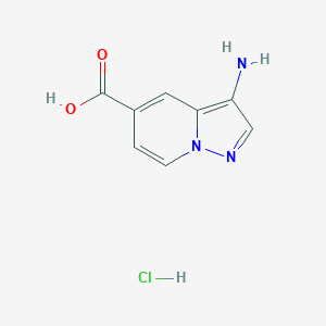 molecular formula C8H8ClN3O2 B2540799 3-氨基吡唑并[1,5-a]吡啶-5-羧酸;盐酸盐 CAS No. 2411292-44-7