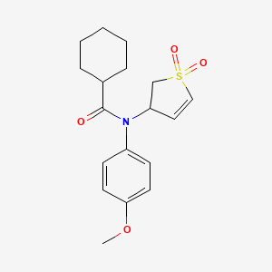 molecular formula C18H23NO4S B2540807 N-(1,1-dioxido-2,3-dihydrothiophen-3-yl)-N-(4-methoxyphenyl)cyclohexanecarboxamide CAS No. 863022-90-6