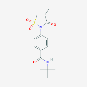molecular formula C15H20N2O4S B254081 N-(tert-butyl)-4-(4-methyl-1,1-dioxido-3-oxo-2-isothiazolidinyl)benzamide 