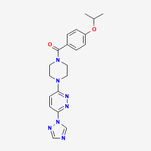 molecular formula C20H23N7O2 B2540810 (4-(6-(1H-1,2,4-triazol-1-yl)pyridazin-3-yl)piperazin-1-yl)(4-isopropoxyphenyl)methanone CAS No. 2034483-58-2