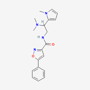 molecular formula C19H22N4O2 B2540812 N-(2-(dimethylamino)-2-(1-methyl-1H-pyrrol-2-yl)ethyl)-5-phenylisoxazole-3-carboxamide CAS No. 1208870-41-0