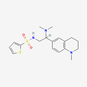molecular formula C18H25N3O2S2 B2540815 N-(2-(dimethylamino)-2-(1-methyl-1,2,3,4-tetrahydroquinolin-6-yl)ethyl)thiophene-2-sulfonamide CAS No. 946342-37-6
