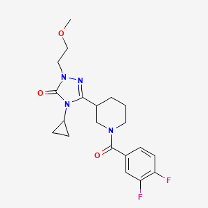 molecular formula C20H24F2N4O3 B2540818 4-cyclopropyl-3-(1-(3,4-difluorobenzoyl)piperidin-3-yl)-1-(2-methoxyethyl)-1H-1,2,4-triazol-5(4H)-one CAS No. 2185589-80-2