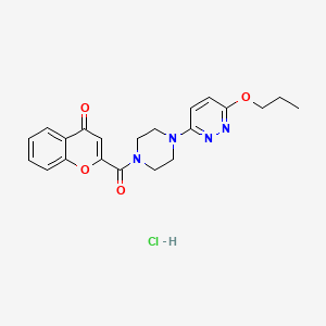 molecular formula C21H23ClN4O4 B2540827 2-(4-(6-propoxypyridazin-3-yl)piperazine-1-carbonyl)-4H-chromen-4-one hydrochloride CAS No. 1189654-82-7