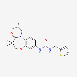 molecular formula C21H27N3O3S B2540831 1-(5-Isobutyl-3,3-dimethyl-4-oxo-2,3,4,5-tetrahydrobenzo[b][1,4]oxazepin-8-yl)-3-(thiophen-2-ylmethyl)urea CAS No. 1170111-30-4