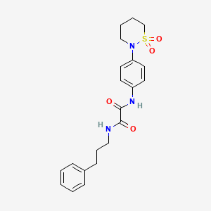 molecular formula C21H25N3O4S B2540842 N'-[4-(1,1-二氧杂硫杂环丁烷-2-基)苯基]-N-(3-苯基丙基)草酰胺 CAS No. 899748-23-3