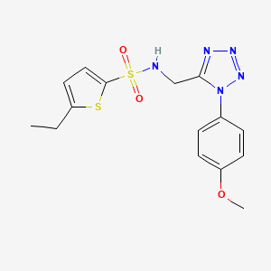 molecular formula C15H17N5O3S2 B2540846 5-乙基-N-((1-(4-甲氧基苯基)-1H-四唑-5-基)甲基)噻吩-2-磺酰胺 CAS No. 921083-12-7