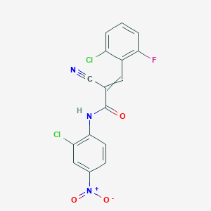 molecular formula C16H8Cl2FN3O3 B2540847 N-(2-chloro-4-nitrophenyl)-3-(2-chloro-6-fluorophenyl)-2-cyanoprop-2-enamide CAS No. 380566-45-0