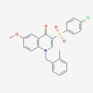 molecular formula C24H20ClNO4S B2540849 3-(4-氯苯基)磺酰基-6-甲氧基-1-[(2-甲基苯基)甲基]喹啉-4-酮 CAS No. 866808-91-5