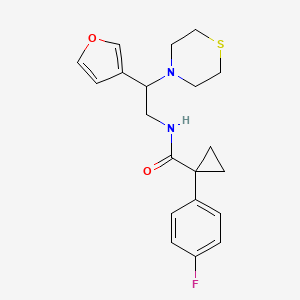 molecular formula C20H23FN2O2S B2540854 1-(4-fluorophenyl)-N-(2-(furan-3-yl)-2-thiomorpholinoethyl)cyclopropanecarboxamide CAS No. 2034573-07-2