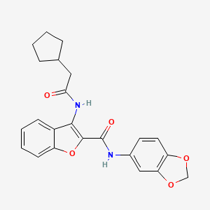 molecular formula C23H22N2O5 B2540855 N-(苯并[d][1,3]二氧杂环-5-基)-3-(2-环戊基乙酰胺基)苯并呋喃-2-甲酰胺 CAS No. 872612-89-0