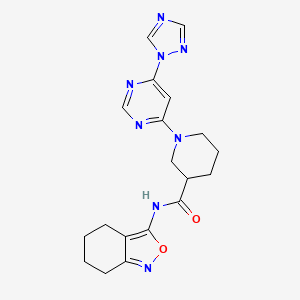 molecular formula C19H22N8O2 B2540867 1-(6-(1H-1,2,4-三唑-1-基)嘧啶-4-基)-N-(4,5,6,7-四氢苯并[c]异恶唑-3-基)哌啶-3-甲酰胺 CAS No. 1797186-17-4