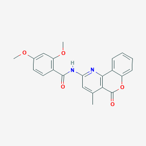 molecular formula C22H18N2O5 B2540871 2,4-二甲氧基-N-(4-甲基-5-氧代-5H-色烯[4,3-b]吡啶-2-基)苯甲酰胺 CAS No. 851411-48-8