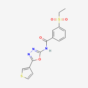 molecular formula C15H13N3O4S2 B2540877 3-(ethylsulfonyl)-N-(5-(thiophen-3-yl)-1,3,4-oxadiazol-2-yl)benzamide CAS No. 1226438-87-4