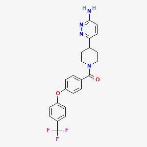 molecular formula C23H21F3N4O2 B2540885 (4-(6-氨基嘧啶-3-基)哌啶-1-基)(4-(4-(三氟甲基)苯氧基)苯基)甲苯酮 CAS No. 2361241-23-6