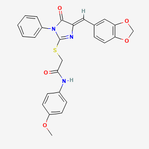 2-[(4Z)-4-(1,3-benzodioxol-5-ylmethylidene)-5-oxo-1-phenylimidazol-2-yl]sulfanyl-N-(4-methoxyphenyl)acetamide
