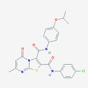 molecular formula C24H21ClN4O4S B254089 N~2~-(4-chlorophenyl)-N~3~-(4-isopropoxyphenyl)-7-methyl-5-oxo-5H-[1,3]thiazolo[3,2-a]pyrimidine-2,3-dicarboxamide 