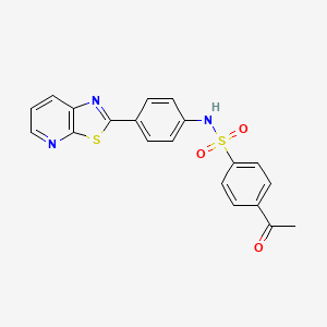 molecular formula C20H15N3O3S2 B2540906 4-acetyl-N-(4-(thiazolo[5,4-b]pyridin-2-yl)phenyl)benzenesulfonamide CAS No. 863594-61-0