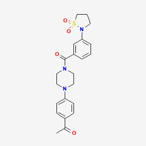 molecular formula C22H25N3O4S B2540909 1-(4-(4-(3-(1,1-Dioxidoisothiazolidin-2-yl)benzoyl)piperazin-1-yl)phenyl)ethanone CAS No. 941929-04-0