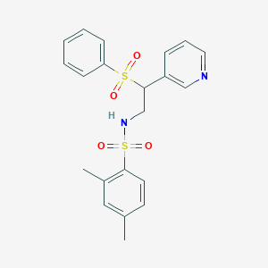 molecular formula C21H22N2O4S2 B254091 2,4-dimethyl-N-[2-(phenylsulfonyl)-2-(3-pyridinyl)ethyl]benzenesulfonamide 