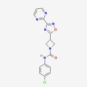 molecular formula C16H13ClN6O2 B2540910 N-(4-chlorophenyl)-3-(3-(pyrimidin-2-yl)-1,2,4-oxadiazol-5-yl)azetidine-1-carboxamide CAS No. 1327574-81-1