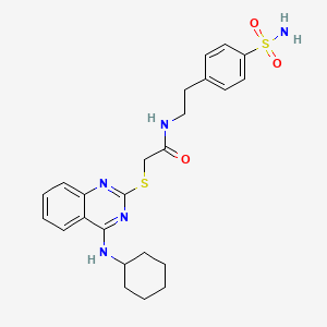 molecular formula C24H29N5O3S2 B2540911 2-((4-(cyclohexylamino)quinazolin-2-yl)thio)-N-(4-sulfamoylphenethyl)acetamide CAS No. 422533-46-8
