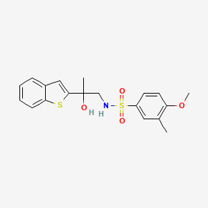 molecular formula C19H21NO4S2 B2540921 N-(2-(benzo[b]thiophen-2-yl)-2-hydroxypropyl)-4-methoxy-3-methylbenzenesulfonamide CAS No. 2034263-76-6