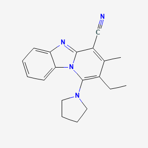 molecular formula C19H20N4 B2540934 2-乙基-3-甲基-1-吡咯烷-1-基吡啶并[1,2-a]苯并咪唑-4-腈 CAS No. 329708-65-8