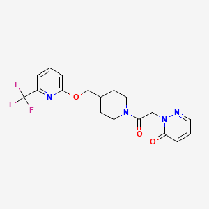 molecular formula C18H19F3N4O3 B2540949 2-[2-Oxo-2-[4-[[6-(trifluoromethyl)pyridin-2-yl]oxymethyl]piperidin-1-yl]ethyl]pyridazin-3-one CAS No. 2380057-88-3