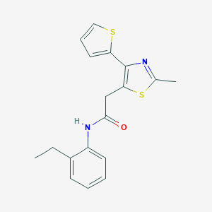 molecular formula C18H18N2OS2 B254097 N-(2-ethylphenyl)-2-[2-methyl-4-(2-thienyl)-1,3-thiazol-5-yl]acetamide 