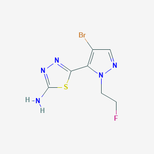 molecular formula C7H7BrFN5S B2540974 5-[4-Bromo-2-(2-fluoroethyl)pyrazol-3-yl]-1,3,4-thiadiazol-2-amine CAS No. 1946823-63-7