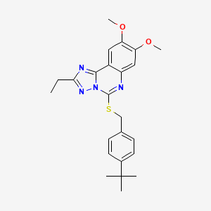 molecular formula C24H28N4O2S B2540976 5-{[4-(Tert-butyl)benzyl]sulfanyl}-2-ethyl-8,9-dimethoxy[1,2,4]triazolo[1,5-c]quinazoline CAS No. 860610-87-3